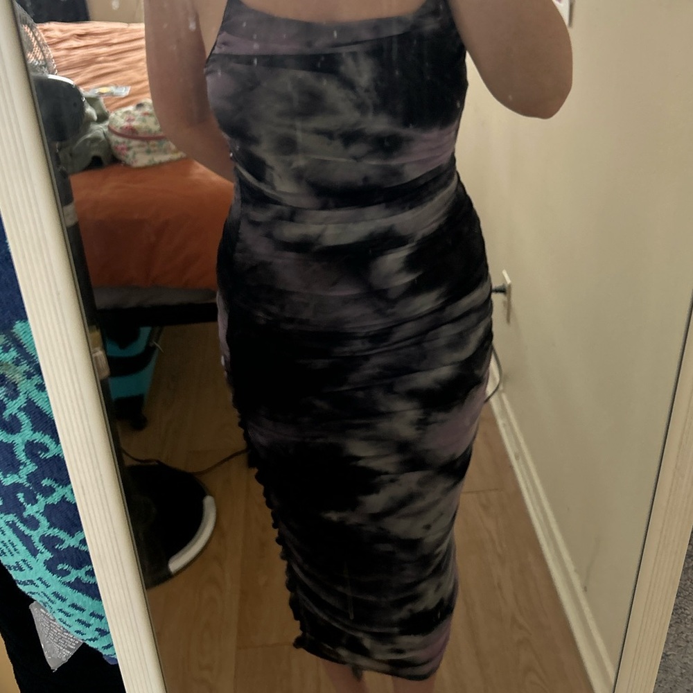 Sabora Black and Gray Midi Dress